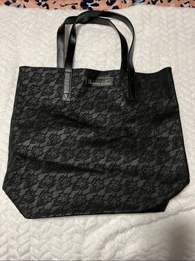 Victoria's Secret Black Lace Overlay Tote